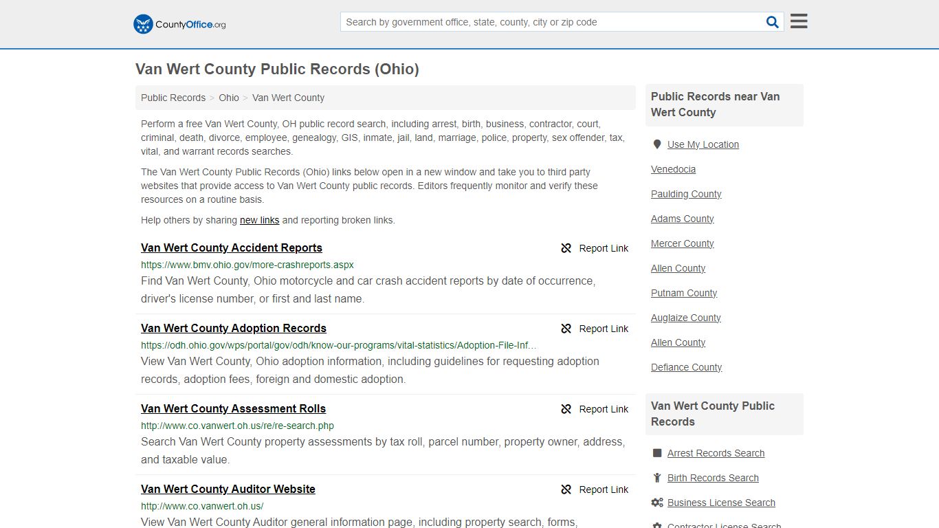 Public Records - Van Wert County, OH (Business, Criminal, GIS, Property ...